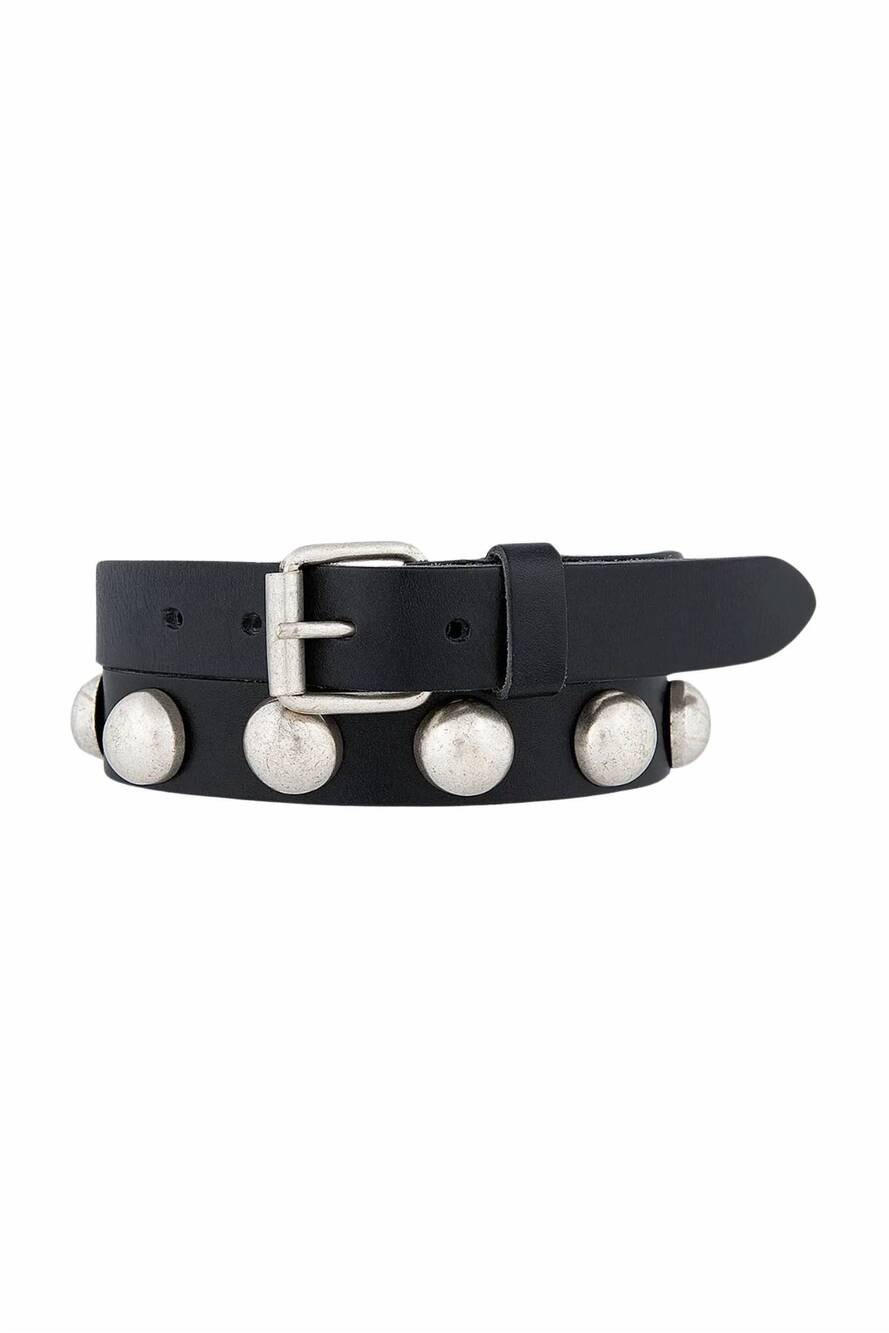 NEW AMSTERDAM HERITAGE women's pearl studded leather belt in black